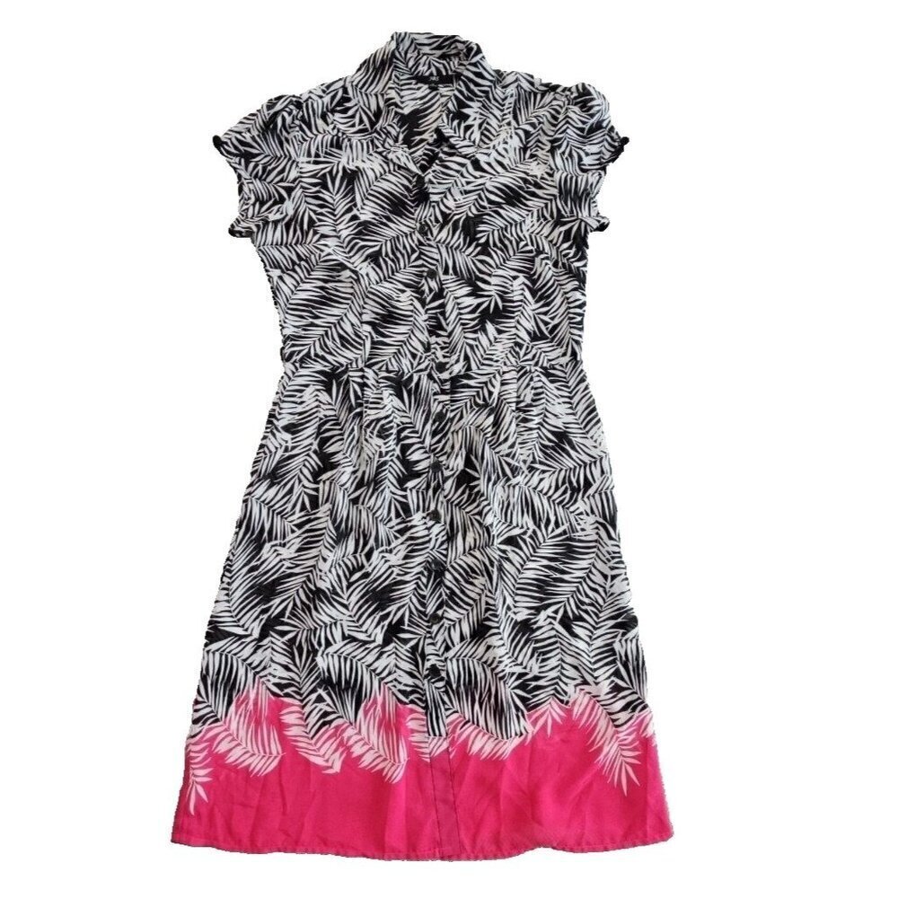 JBS Tropical Print Multicolor Empire Waist Short Sleeve Dress Size 12‎ Boho EUC